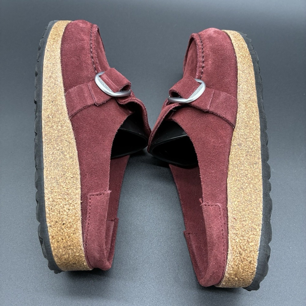 Birkenstock Buckley Shearling Suede Clog Mule Burgundy Maroon EU 37 Narrow - Picture 7 of 13